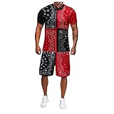 Herren Trainingsanzug Modell Short-Jogginganzug Retro-Ethnischer Druck Barock Muster Farbblock Kurzarm-Shorts Sportanzug Sommer 2-teiliges Outfits T-Shirt & Kurze Hosen Freizeitanzug