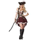 Meijunter Frauen Piraten Kostüm - Karibik Piratenbraut Outfit Sexy Halloween Cosplay Karneval Fasching