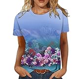 Sommeroberteile Damen Mode Für Mollige WeißE Bluse Regenbogen Shirt Kurzarm Blusen Damen Damen Shirt Sommer T-Shirt Damen Shirts Damen Oversize Casual Bluse Damen Oberteil Damen S