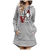 Damen Weihnachtskleid Party Kleider Weihnachts Drucken Oberteile Langarmshirt Sweatshirt Shirts Kleid Hoodie Kapuzenpullover Tops Mini Pullover Kleid Weihnachten Blusenk