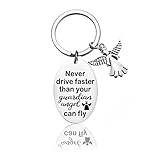 AITOUS Schutzengel Schlüsselanhänger, Anhänger Schutzengel aus Edelstahl, Glücksbringer Talisman als Geschenk für Auto-Fahrer, Partner & Kind (Silber)