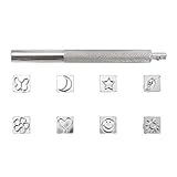 Mogokoyo 8 PCS Muster Metall Stempel-Set Stamping Punch Leder Werkzeuge für DIY handgemacht Leder (Muster)
