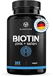 Biotin hochdosiert 10'000mcg Zink Selen - Haut Haare Nägel - Haarwachstum beschleunigen - Biotin Tabletten - Zink Tabletten Zink hochdosiert - Haarausfall Frau Haarwuchsmittel Männer Bart B