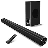 Soundbar mit Subwoofer, 2.1-Kanal mit 3D Surround Sound, Funktioniert mit 4K & HD TVs, HDMI (ARC)/Optical/Aux/USB/Bluetooth 5.0 Anschlüsse (Modell: P28, 160 W)