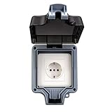 HerePow wasserdichte Außenschaltersteckdose, Wandsteckdose, IP66-Schaltersteckdose, wasserdichte Steckdosenbox für Garten-, Park-, Badezimmer- und gewerbliche Anwendung