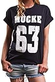 Mücke 63 - Damen Shirt große Größen Kurzarm lässig mit Aufdruck Oversize Top Boyfriend Spencer M