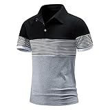 Looekveoyi Poloshirt Herren, T Shirts Männer, Hemd Herren Kurzarm T-Shirt Sommer Slim Fit Golf Sports Herren Bedruckte Button-Down-Shirts Kurzarm Tunika-Shirt Kurzarm-Polo in gerader S