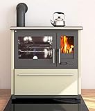 EEK A+ Küchenofen Holzherd Plamen 850 creme, linke Version - 8 kW Dauerb