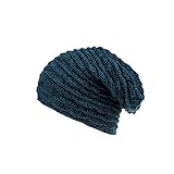 Andiker Wintermützen Strickmütze Beanie Mütze, Warme Weiche Dicke Beanie Cap mit Fleece für Damen und Herren, blau, O