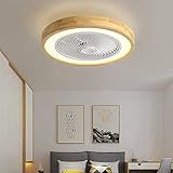 Deckenventilator Mit Beleuchtung Holz, Led Deckenleuchte Mit Ventilator Und Fernbedienung Leise, Dimmbar Holzleuchten Ceiling Fan Deckenlampe FüR Schlafzimmer Wohnzimmer E