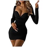 MNRIUOCII Damen Kleid Bodycon Langarm Minikleid mit Leopard Figurbetontes Partykleid Freizeitkeid Elegant Herbst B