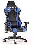 LTHDD Bürostuhl, ergonomischer Gaming-Stuhl, PU-Leder mit hoher Rückenlehne, einfacher Bürostuhl, Rennstuhl für Gaming (Farbe: Blau, Größe: 122-132 x 60 x 50 cm) (Farbe: Azul, Größe: 7 Jahre)