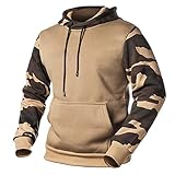 Poryu Herren Hoodie Pullover Camouflage Stitching Langarm Casual KapuzenpulloverTaschen Freizeit Langarmshirt Warme Outdoor H