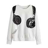 CHIACJYRSEDK Langarm-Shirt Jungen FrüHling Sweatshirt Weiß KopfhöRer Drucken Tops Kinder Personalisiert LäSsig Pullover Sweatshirt 7-14 J