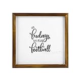 Dor675ser Farmhouse Fall Decor Holz gerahmtes Schild mit Spr√ºchen On Fridays We Play Football, Holzschild, 17,8 x 17,8 cm, rustikales Wanddekor-Schild, Halloween-Dekorationen, Einweihungsgeschenk