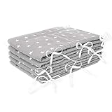 Amilian® Bettumrandung Nest Kopfschutz Nestchen 420x30cm, 360x30cm, 180x30 cm Bettnestchen Baby Kantenschutz Bettausstattung Sternchen grau (420x30cm)