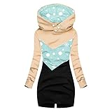 TRIGLICOLEUM Weihnachts Hoodie Damen Kapuzenpullover mit Schneeflocken Print Winterjacke mit Langen Ärmeln Schmales Kapuzen Sweatshirt Herbst Winter Warme Kapuzenpulli Kapuzenjack