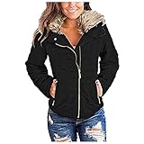 HHOP Damen Weste mit Kapuze Kapuzenjacke Damen wintetjackendamen Jacke Rockabilly Damen Oberteile Winter Kleidung Damen winterparka Damen Damen jacken Herbst Winter Sale Daunenweste blau D