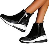 Minetom Damen Stiefeletten Lässige Kurzschaft Boots Mit Reißverschluss Bequem Chelsea Boots Herbst Knöchel Stiefel Outdoor Stiefel Ankle Boots A Schwarz 36 EU