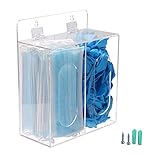 Koemehr Acryl-Einweg-Spender für Gesichtsmasken und Handschuhe, mit Deckel, Haarnetz und Schuhdeckel-Spender, Bouffant-Spender, kann an der Wand aufgehängt und auf dem Tisch stehen, transp