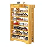 Schuhschrank Große Kapazität 8 Stufe Schuhständer Modern Einfache Schuhschrank Holz Schuh Lagerung Organizer Montage Eingang Wohnzimmer Schuhregal (Color : Walnut)