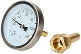 KOTARBAU® Bimetall-Zeigerthermometer zum Einschrauben für Heizanlagen Wasserleitungen 0-120 ° C