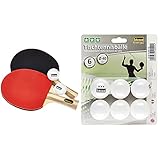 Idena 7429837 - Tischtennis Set Turnier mit 2 Schlägern, 2 Bällen und Einer Tasche & Tischtennisbälle 6 Stück in weiß, Durchmesser 40 mm nach ITTF Wettbewerbsrichtlinien, 3 Stern Q