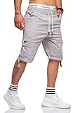 Rello & Reese Herren Cargo Shorts Kurze Hose Chino Bermuda JN-1900 [Grau, W32]