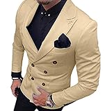 DDSP Herren-Blazer Anzugjacke 1 Stück doppelreihig Notch Revers Blazer Jacke für Jäten Party Only Jacke (Farbe: Burgunderrot, Größe: XL)