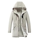 Pajiay Jacke Herren Regular Fit Mode Lässig Mittlere Länge Fleecejacke Herren Frühling Herbst Warm Übergangsjacke Herren Klassisch Kapuzenjacke Herren D-Beige XXL