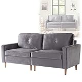 JINGJIN Schlafsofa, 3-Sitzer Sofa, Couch für Wohnzimmer, gemütlich morderne Couch mit dezenten Designelementen, Federkern und Loser Rücken, 194×76×90cm,Grey