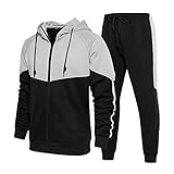 Yowablo Jogginganzug Einfarbig Basic Sportanzug Trainingsanzug Pants Hosen Sweat Hoodie Herren Kapuzenoberteil Lange Hosen Sets Herren Herbst Patchwork Langarmbluse ( S,4schwarz )