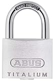 ABUS 55878 Vorhängeschloss Titalium 64TI/20 - Schlosskörper aus Spezial-Aluminium - gehärteter Stahlbügel - ABUS-Sicherheitslevel 3 - Silb