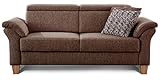 Cavadore 3-Sitzer Sofa Ammerland / Couch mit Federkern im Landhausstil / Inkl. verstellbaren Kopfstützen / 186 x 84 x 93 / Strukturstoff b