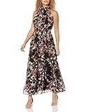 Taylor Dresses Damen Cut Away Maxikleid mit Blumenmuster Kleid, schwarz/elfenbeinfarben, 32