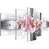 Bilder Blumen Orchidee 5 Teilig Bild auf Vlies Leinwand Deko Wohnzimmer Abstrakt Grau Rosa 008352