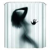 Milya Anti-Schimmel Duschvorhang Badvorhang, mit 12 Duschvorhangringen Antibakteriell Waschbar, Polyester, Sexy Frau Schatten 180x180