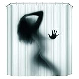 Milya Anti-Schimmel Duschvorhang Badvorhang, mit 12 Duschvorhangringen Antibakteriell Waschbar, Polyester, Sexy Frau Schatten 180x180