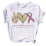 Btruely Krebs Brustkreb T-Shirt Damen Rosa Schmetterlingshemd, Rosa Schleife Brustkrebs T-Shirt Kurzarm Oberteile Top
