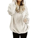 MEIYIKELO PlüSchjacke Damen Teddy Lang, Teddy Jacke Damen Teddyfleece TeddybäR Groß Mantel PlüSch Kunstpelzjacke Wintermantel Zip Hoodie Jacke Zip Winterjack Strickjacke Fleecejacke Kap