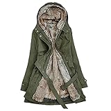 TWIOIOVE Winterjacke Damen Lang Grosse Grössen Funktionsjacke Mode Einfarbig Softshelljacke Gemütlich Warm Plüschjacke Teddy Fleecejacke Dicker Kälteschutz Jacke Teenager M