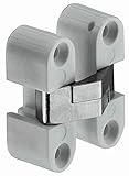 Gedotec Topfband unsichtbar Türband Schranktür Möbelscharnier für Kasten-Tür - H1964 | Messing grau matt | Schrank-Scharnier zum Einlassen Holz | 11 x 33 mm | 1 Stück - Türscharnier für Möbel-Schränk
