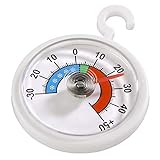 Xavax Analoges Thermometer zum Aufhängen im Kühlschrank, Gefrierschrank, Tiefkühltruhe, Weinkühlschrank, Minibar, min. -30 Grad, max. +50 Grad, rund, weiß