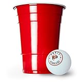 50 Red Cups + 3 Ping-Pong Bälle | Das Original MyBeerpong Starter Set | Premium Beer-Pong-Becher (16oz/473ml) | 50 Stück rote Becher als Party-Zubehör | rote Partybecher im Pong-S