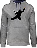 Eishockey Trikot Ersatz - Towart Eishockey Eishockeytorwart - XL - Grau meliert/Navy Blau - Sport - JH003 - Hoodie zweifarbig und Kapuzenpullover für Herren und D