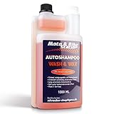 Moto & Bike Autoshampoo Wash & Wax 1000ml - Made in Germany - Autopflege mit Perleffekt - Motorrad, Wohnmobil Reinigung und Lackpflege mit Aktiv-Schaum, pH-neutral - einzigartige G