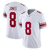 ERTYG Männer American Football Trikots # 8, Rugby Jersey T-Shirt Top Kurzarm Atmungsaktiv Schnelltrocknung Sweatshirt White-XL