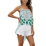 FrüHling Und Sommer Damen Casual Fashion V-Ausschnitt Gedruckt Schwalbenschwanz UnregelmäßIger Saum Lose Chiffon Leibchen äRmelloses T-Shirt Top D