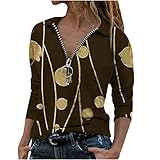 BISADXQ Damen Casual Blumendruck Taschen Sweatshirts Trendy Langarm Lose Hoodie B