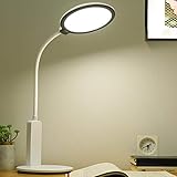 JINGYU LED Schreibtischleuchte, dimmbare Augenschutz-Leseleuchte, 12W Moderne Tischleuchte 360° Schwanenhals, Tischleuchte Touchpanel Bedienung mit 3 Helligkeitsstufen, Büroleuchte, weiß